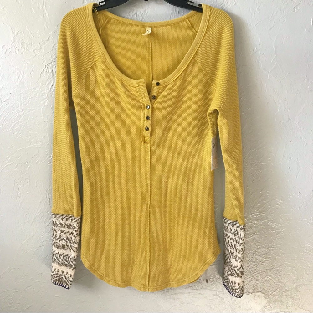 Free people : Yellow alpine cuff thermal - Henley